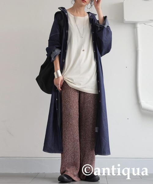 antiqua(アンティカ)の「スラブニットパンツ(その他パンツ・レディース・アイボリー/ブラウン/グリーン/ネイビー・M/L)」の9枚目の写真