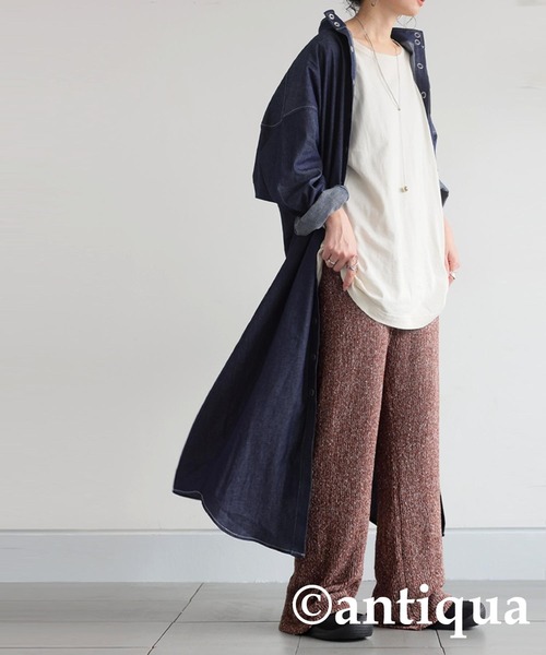 antiqua(アンティカ)の「スラブニットパンツ(その他パンツ・レディース・アイボリー/ブラウン/グリーン/ネイビー・M/L)」の11枚目の写真
