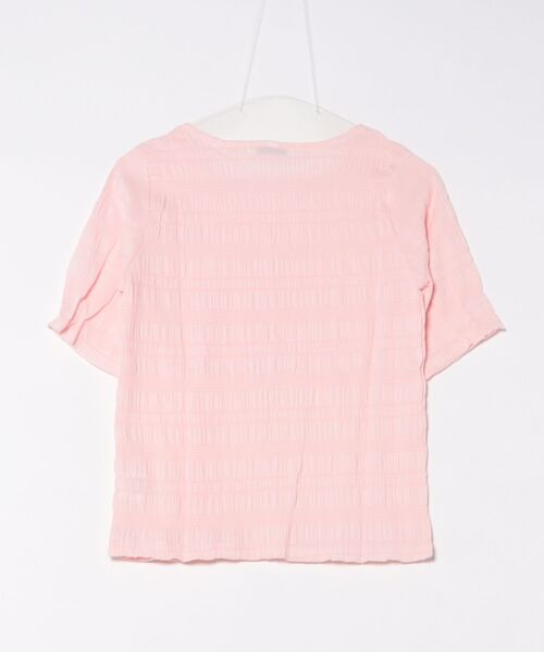 BLANC FICELLE(ブランフィセル)の「サッカー地 5分袖 シャツ(シャツ/ブラウス・レディース・ピンク/ホワイト・S/M/L)」の3枚目の写真