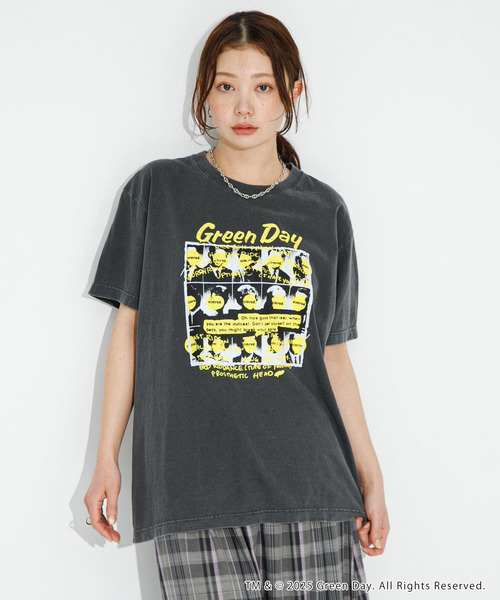 GOOD ROCK SPEED(グッドロックスピード)の「GOOD ROCK SPEED GREEN DAY T-SHIRTS(Tシャツ/カットソー・レディース・チャコールグレー・ONE)」の3枚目の写真
