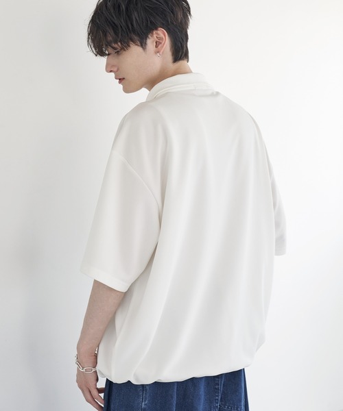 HERMES◇ドローコード/オーバサイズ/半袖シャツ/38/コットン/WHT/無地