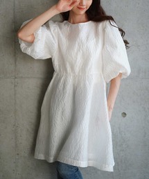 Sawa a la mode | バックリボンパフスリーブジャガードワンピース(ワンピース)
