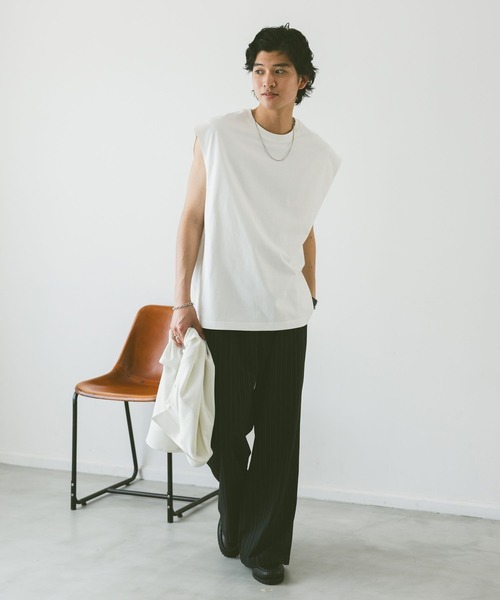 RAGEBLUE（レイジブルー）の「＜接触冷感機能付き＞【HIGH COOL/ハイクール】天竺/ノースリーブ（タンクトップ・メンズ・ブラック/グレー/ホワイト・MEDIUM/LARGE）」の6枚目の写真