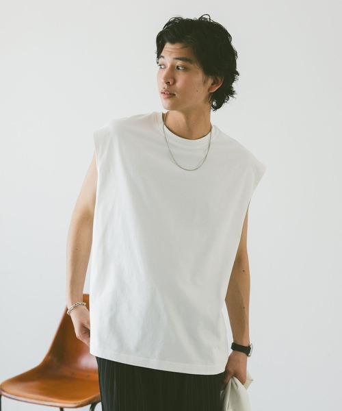 RAGEBLUE（レイジブルー）の「＜接触冷感機能付き＞【HIGH COOL/ハイクール】天竺/ノースリーブ（タンクトップ・メンズ・ブラック/グレー/ホワイト・MEDIUM/LARGE）」の8枚目の写真