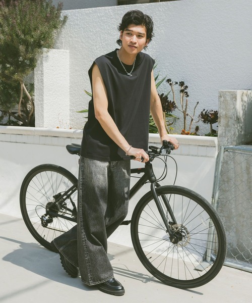 RAGEBLUE（レイジブルー）の「＜接触冷感機能付き＞【HIGH COOL/ハイクール】天竺/ノースリーブ（タンクトップ・メンズ・ブラック/グレー/ホワイト・MEDIUM/LARGE）」の9枚目の写真