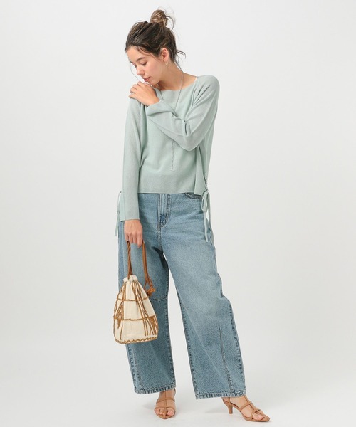 BAYFLOW（ベイフロー）の「サガラ刺繍巾着バッグ（ハンドバッグ・レディース・ブラック/ブラウン・FREE）」の4枚目の写真