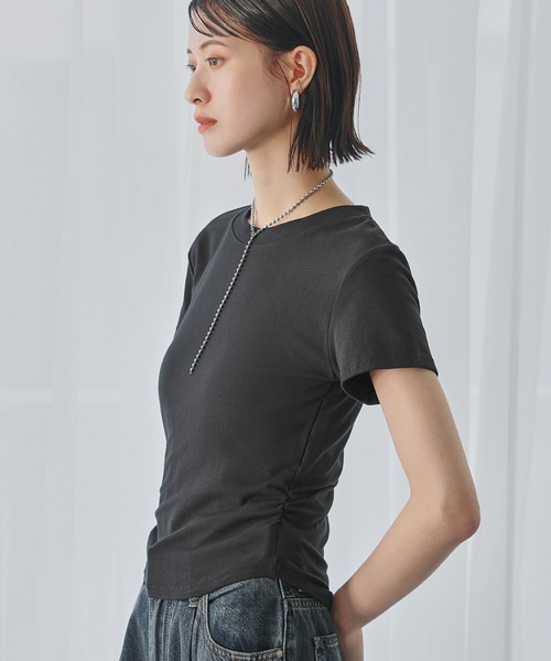 セール】【2025SS】サイドギャザーTシャツ カットソー【洗える