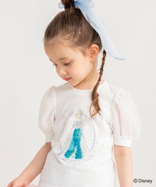 Disney（ディズニー）の「【DisneyCollection/ディズニーコレクション】スパンコール×パフ袖Tシャツ（Tシャツ/カットソー・キッズ・オフホワイト/ラベンダー・110/120/100/130）」の14枚目の写真