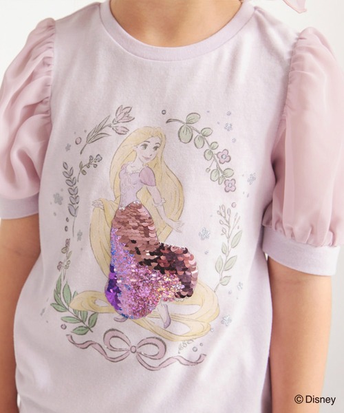 Disney（ディズニー）の「【DisneyCollection/ディズニーコレクション】スパンコール×パフ袖Tシャツ（Tシャツ/カットソー・キッズ・オフホワイト/ラベンダー・110/120/100/130）」の9枚目の写真