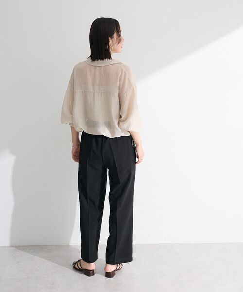 Green　Parks（グリーンパークス）の「裾ドロストシアーシャツ（シャツ/ブラウス・レディース・サックスブルー/ベージュ/グリーン/グレー・FREE）」の18枚目の写真