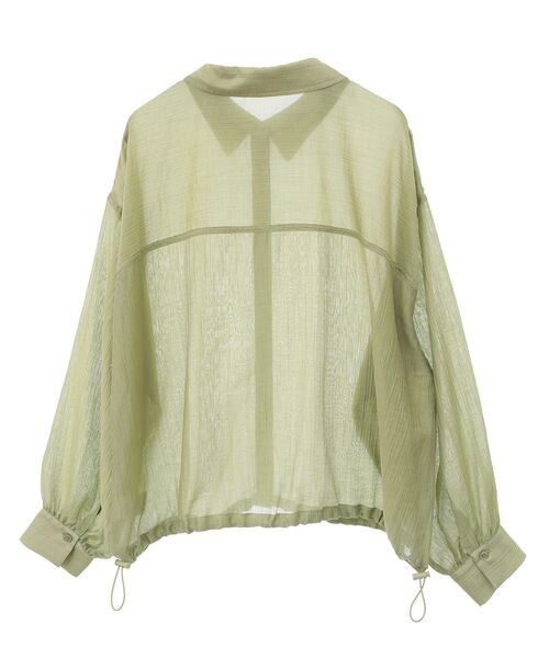 Green　Parks（グリーンパークス）の「裾ドロストシアーシャツ（シャツ/ブラウス・レディース・サックスブルー/ベージュ/グリーン/グレー・FREE）」の6枚目の写真
