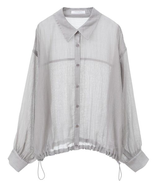 Green　Parks（グリーンパークス）の「裾ドロストシアーシャツ（シャツ/ブラウス・レディース・サックスブルー/ベージュ/グリーン/グレー・FREE）」の12枚目の写真