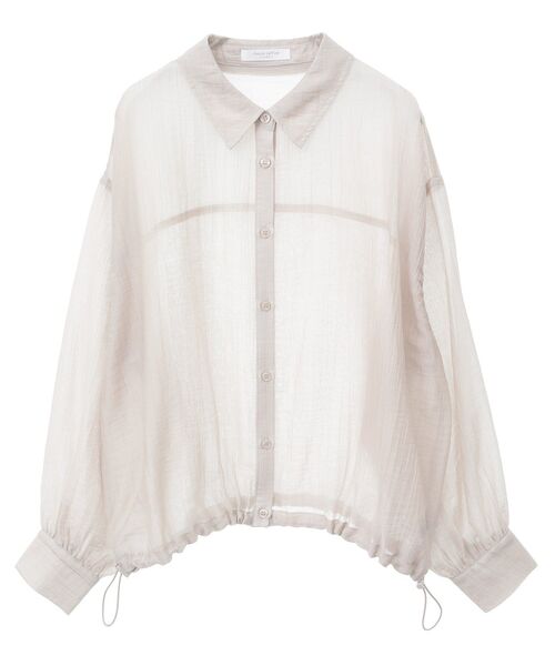 Green　Parks（グリーンパークス）の「裾ドロストシアーシャツ（シャツ/ブラウス・レディース・サックスブルー/ベージュ/グリーン/グレー・FREE）」の13枚目の写真