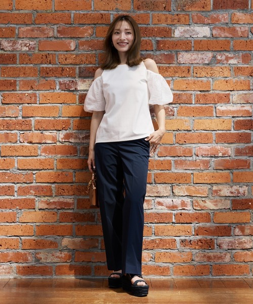 Maglie le cassetto(マーリエ ル カセット)の「【M Maglie le cassetto×吉田理紗コラボ】ハーフスリーブヘルシーカットソー(Tシャツ/カットソー・レディース・ネイビー/ピンク/オフホワイト・9号/7号)」の4枚目の写真