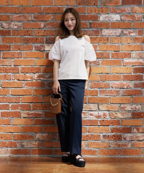 Maglie le cassetto(マーリエ ル カセット)の「【M Maglie le cassetto×吉田理紗コラボ】ハーフスリーブヘルシーカットソー(Tシャツ/カットソー・レディース・ネイビー/ピンク/オフホワイト・9号/7号)」の5枚目の写真