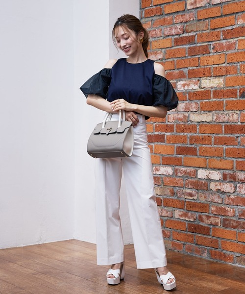 Maglie le cassetto(マーリエ ル カセット)の「【M Maglie le cassetto×吉田理紗コラボ】ハーフスリーブヘルシーカットソー(Tシャツ/カットソー・レディース・ネイビー/ピンク/オフホワイト・9号/7号)」の8枚目の写真