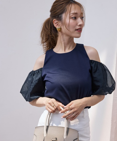 Maglie le cassetto(マーリエ ル カセット)の「【M Maglie le cassetto×吉田理紗コラボ】ハーフスリーブヘルシーカットソー(Tシャツ/カットソー・レディース・ネイビー/ピンク/オフホワイト・9号/7号)」の12枚目の写真