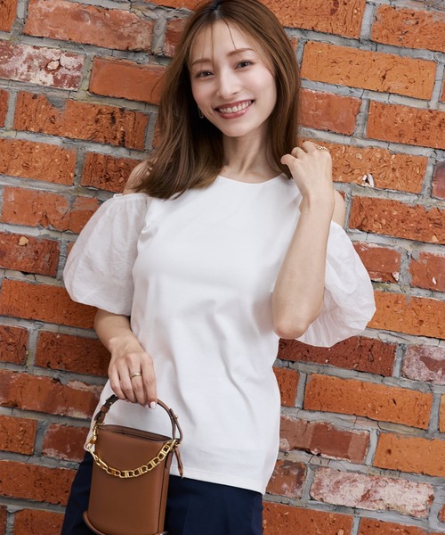 Maglie le cassetto(マーリエ ル カセット)の「【M Maglie le cassetto×吉田理紗コラボ】ハーフスリーブヘルシーカットソー(Tシャツ/カットソー・レディース・ネイビー/ピンク/オフホワイト・9号/7号)」の16枚目の写真