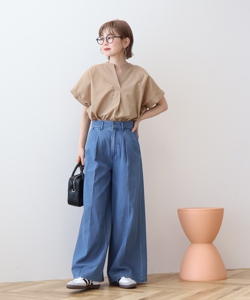 AMERICAN HOLIC（アメリカンホリック）の「スキッパー半袖シャツ（シャツ/ブラウス・レディース・サックスブルー/オフホワイト/モカ/ネイビー・L/M）」の11枚目の写真