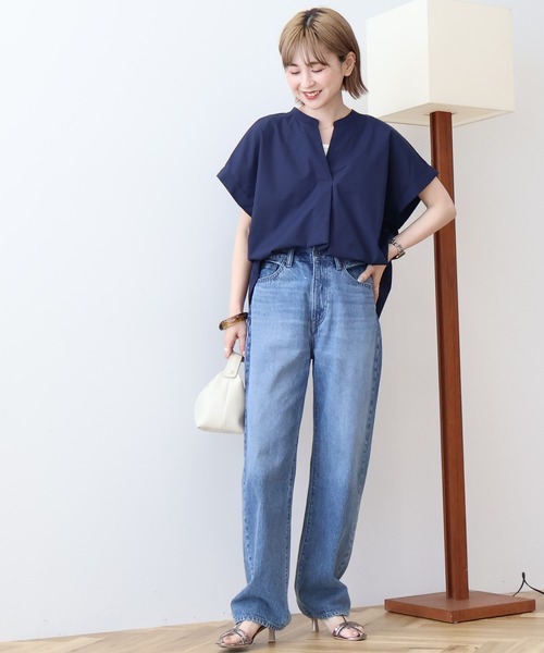 AMERICAN HOLIC（アメリカンホリック）の「スキッパー半袖シャツ（シャツ/ブラウス・レディース・サックスブルー/オフホワイト/モカ/ネイビー・L/M）」の5枚目の写真