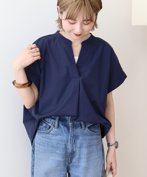 AMERICAN HOLIC（アメリカンホリック）の「スキッパー半袖シャツ（シャツ/ブラウス・レディース・サックスブルー/オフホワイト/モカ/ネイビー・L/M）」の9枚目の写真