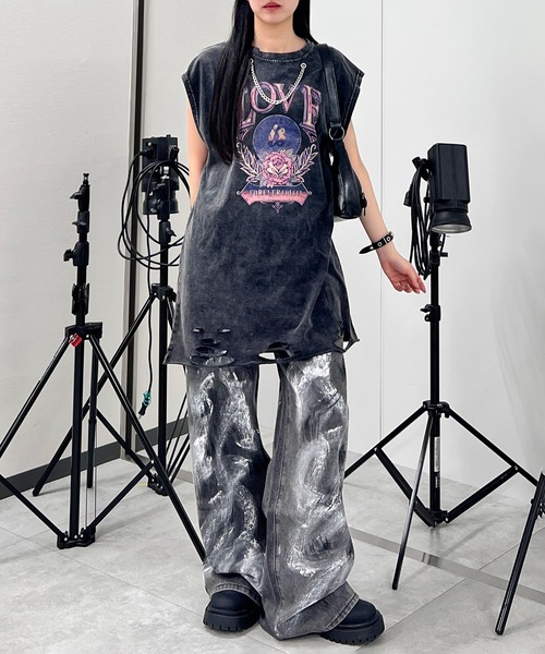 Figments(フィグメンツ)の「ペイントグレーデニム(デニムパンツ・レディース・ブラック・SMALL/MEDIUM/LARGE)」の12枚目の写真