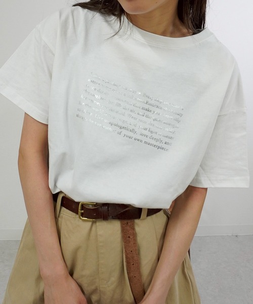 141 Tシャツ❤️ セール】箔プリントロゴTシャツ（Tシャツ/カットソー）｜gossara
