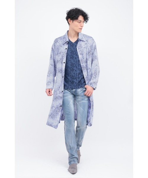 TORNADO MART（トルネードマート）の「TORNADO MART∴レオパードオパールオーシャンロングカーデ（カーディガン/ボレロ・メンズ・ブルー/ベージュ・LL/L/M）」の2枚目の写真