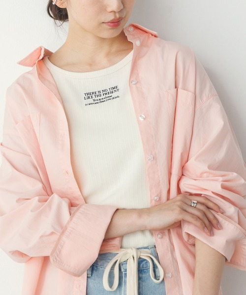 hunch(ハンチ)の「ロゴ刺繍 リブタンクトップ(タンクトップ・レディース・ブラウン/ブラック/アイボリー/グレー・FREE)」の2枚目の写真