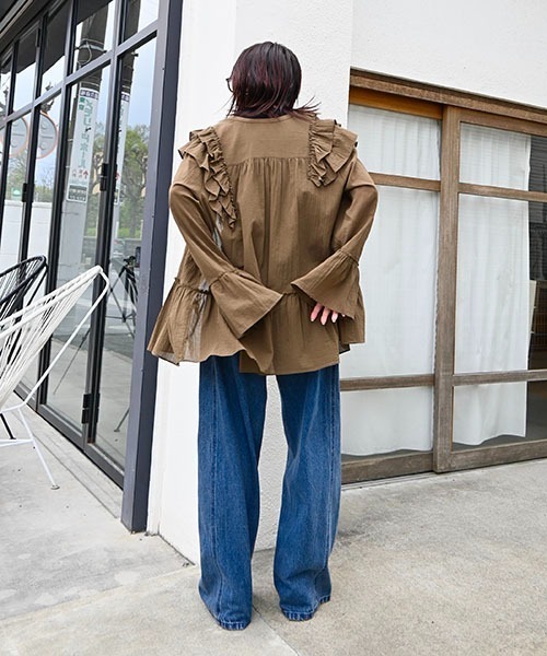 ウィルフリー asymmetry frill v neck washing BL ウィルフリー asymmetry frill v neck washing BL - メルカリ