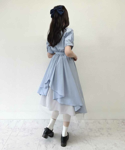 F i.n.t（フィント）の「【大人気リピート決定！】バックラッフルストライプシャツワンピース　【1枚で快適】夏服（シャツワンピース・レディース・ライトイエロー/ライトブルー・FREE）」の6枚目の写真