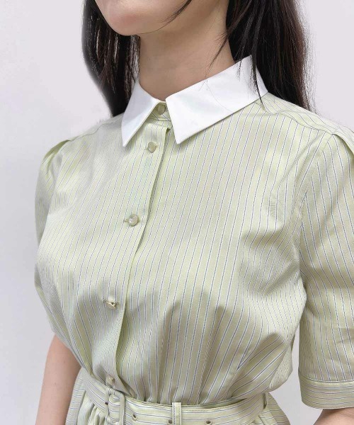 F i.n.t（フィント）の「【大人気リピート決定！】バックラッフルストライプシャツワンピース　【1枚で快適】夏服（シャツワンピース・レディース・ライトイエロー/ライトブルー・FREE）」の15枚目の写真