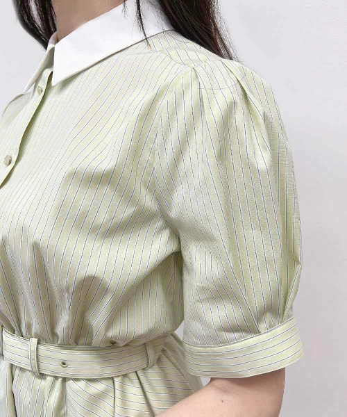 F i.n.t（フィント）の「【大人気リピート決定！】バックラッフルストライプシャツワンピース　【1枚で快適】夏服（シャツワンピース・レディース・ライトイエロー/ライトブルー・FREE）」の16枚目の写真