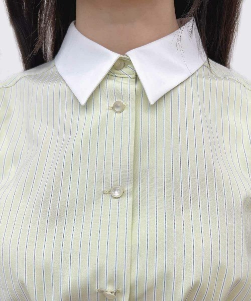 F i.n.t（フィント）の「【大人気リピート決定！】バックラッフルストライプシャツワンピース　【1枚で快適】夏服（シャツワンピース・レディース・ライトイエロー/ライトブルー・FREE）」の17枚目の写真