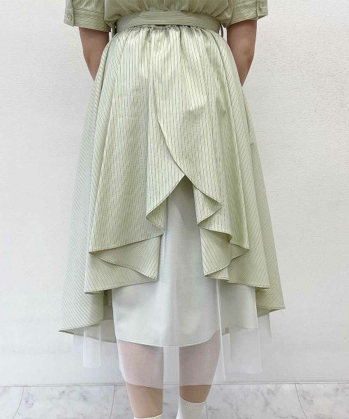 F i.n.t（フィント）の「【大人気リピート決定！】バックラッフルストライプシャツワンピース　【1枚で快適】夏服（シャツワンピース・レディース・ライトイエロー/ライトブルー・FREE）」の19枚目の写真