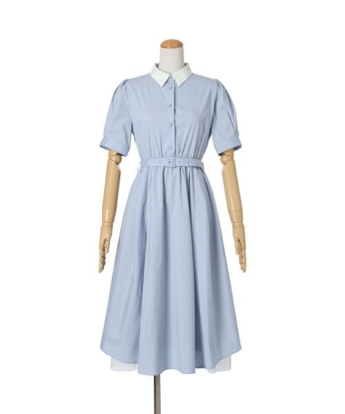 F i.n.t（フィント）の「【大人気リピート決定！】バックラッフルストライプシャツワンピース　【1枚で快適】夏服（シャツワンピース・レディース・ライトイエロー/ライトブルー・FREE）」の21枚目の写真