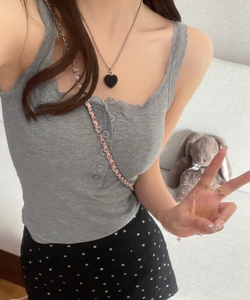 Miniministore(ミニミニストア)の「レース切替キャミソールカップ付きインナー(キャミソール・レディース・ブラック/ピンク/アイボリー/グレー/ホワイト・FREE)」の19枚目の写真