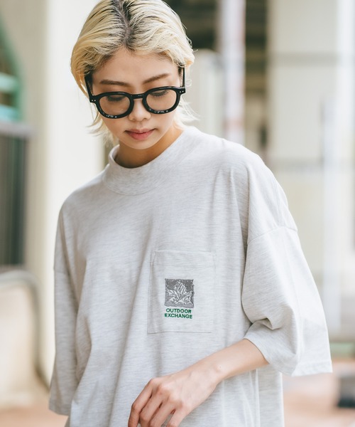 【OUTDOOR EXCHANGE/アウトドアエクスチェンジ】×【ZERO STAIN/ゼロステイン】コラボ モックネック ポケット付 Tシャツzo