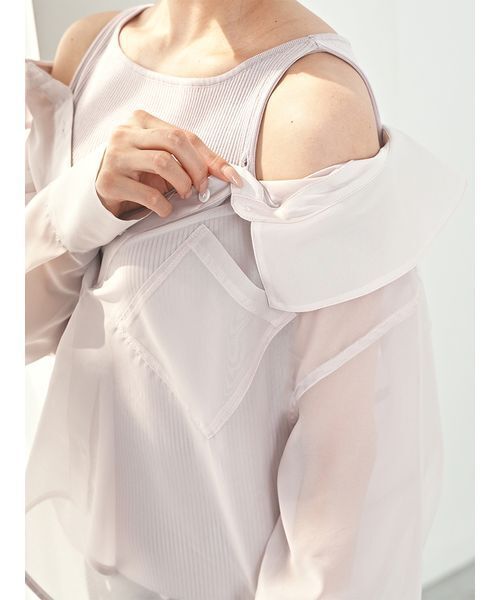SNIDEL(スナイデル)の「Sustainableシアーシャツニットセット(シャツ/ブラウス・レディース・アイボリー/ラベンダー/ネイビー・FREE)」の19枚目の写真