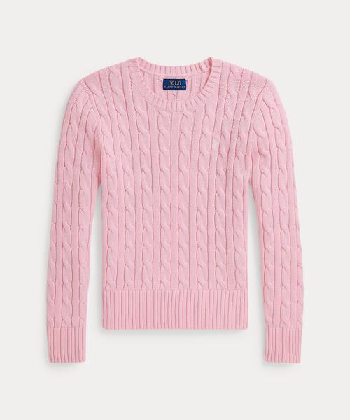 POLO RALPH LAUREN CHILDRENSWEAR(ポロ ラルフ ローレン チルドレンズウェア)の「ケーブルニット コットン セーター(ニット/セーター・キッズ・ピンク・L/M/S/XL)」の1枚目の写真