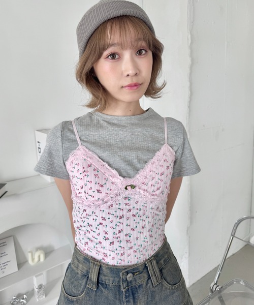 ヴィンテージ　フラワーレースキャミソール　ponpon editforlulu セール】ヴィンテージフラワーレースキャミソール（キャミソール