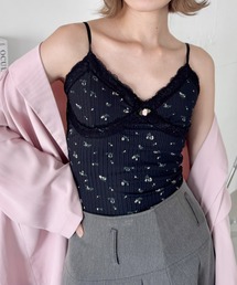 D&G ドルチェアンドガッバーナ 花柄 レース キャミソール ブラック キャミソール（ブラック/黒色系・花柄・ボタニカル柄）ファッション