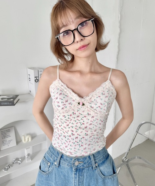 セール】ヴィンテージフラワーレースキャミソール（キャミソール