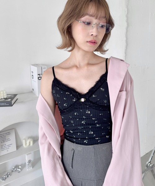 ヴィンテージ　フラワーレースキャミソール　ponpon editforlulu セール】ヴィンテージフラワーレースキャミソール（キャミソール