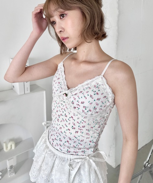 セール】ヴィンテージフラワーレースキャミソール（キャミソール