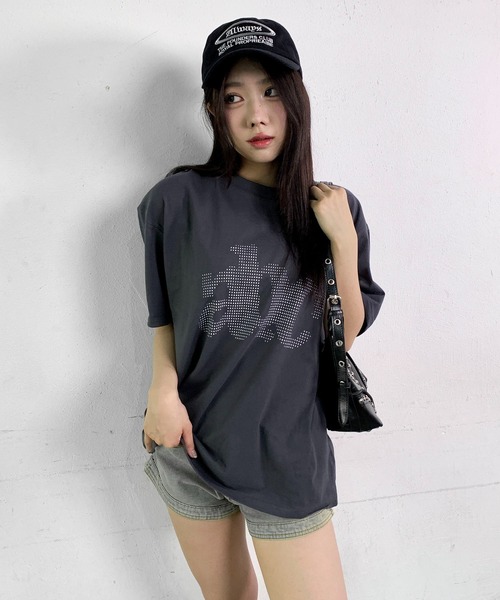SHEPP(シープ)の「abcプリントBIGT 半袖Tシャツ オーバーサイズ(Tシャツ/カットソー・レディース・ホワイト/チャコールグレー/ブラック・XL)」の7枚目の写真