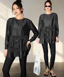 オシャレボ ネイビー ドット柄 水着・ラッシュガードセット Lサイズ オシャレボ ネイビー ドット柄 水着・ラッシュガードセット L