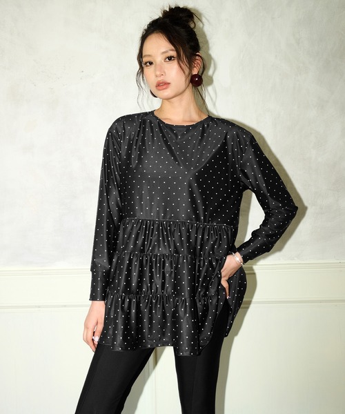 OSYAREVO（オシャレボ）の「水着 レディース 体型カバー ラッシュガード 紫外線カット率 99％以上 UPF50+ uvカット フィットネス 水陸両用 フレア ラッシュレギンス セットアップ（ラッシュガード・レディース・ホワイト系その他/ブラック系その他/ネイビー系/グレー/アイボリー/モカ・MEDIUM/LARGE/X-LARGE）」の18枚目の写真