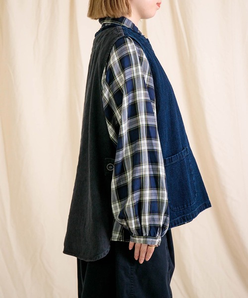 Brocante / ブロカント] ジャガードデニム ポッシュブトンジレ