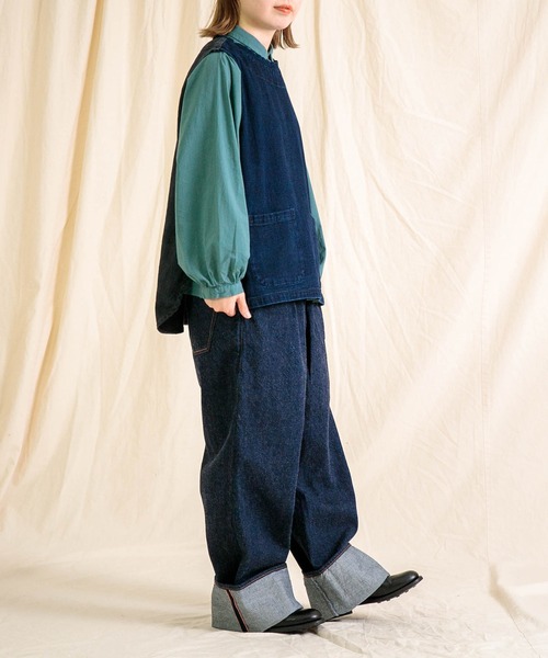 Brocante / ブロカント] ジャガードデニム ポッシュブトンジレ